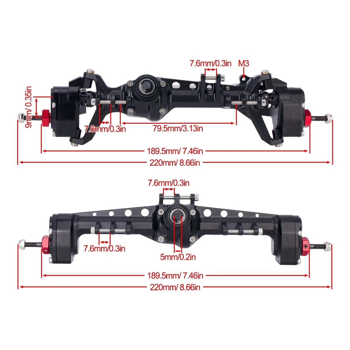 CNC Aluminum SCX10 III Front R - Rc Hobby Racing recension och pris