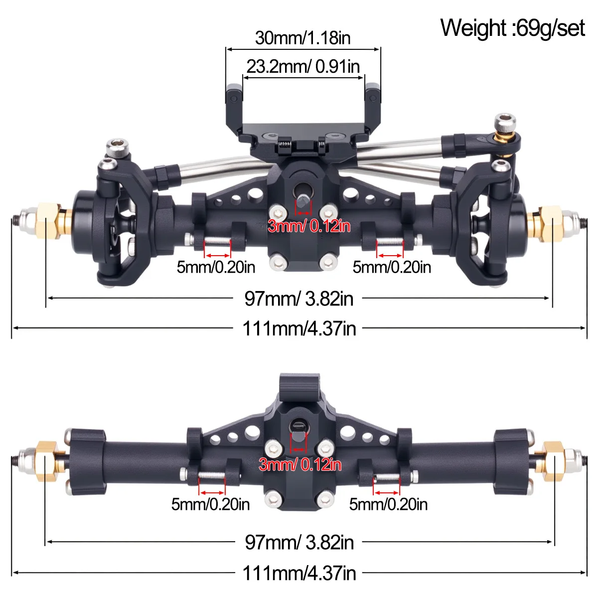 Plastic SCX24 Front Rear Axle  - Rc Hobby Racing recension och pris